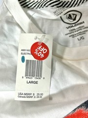 (See Pics) L Volcom Electrode Circle Logo White Red Blue Surf Shirt