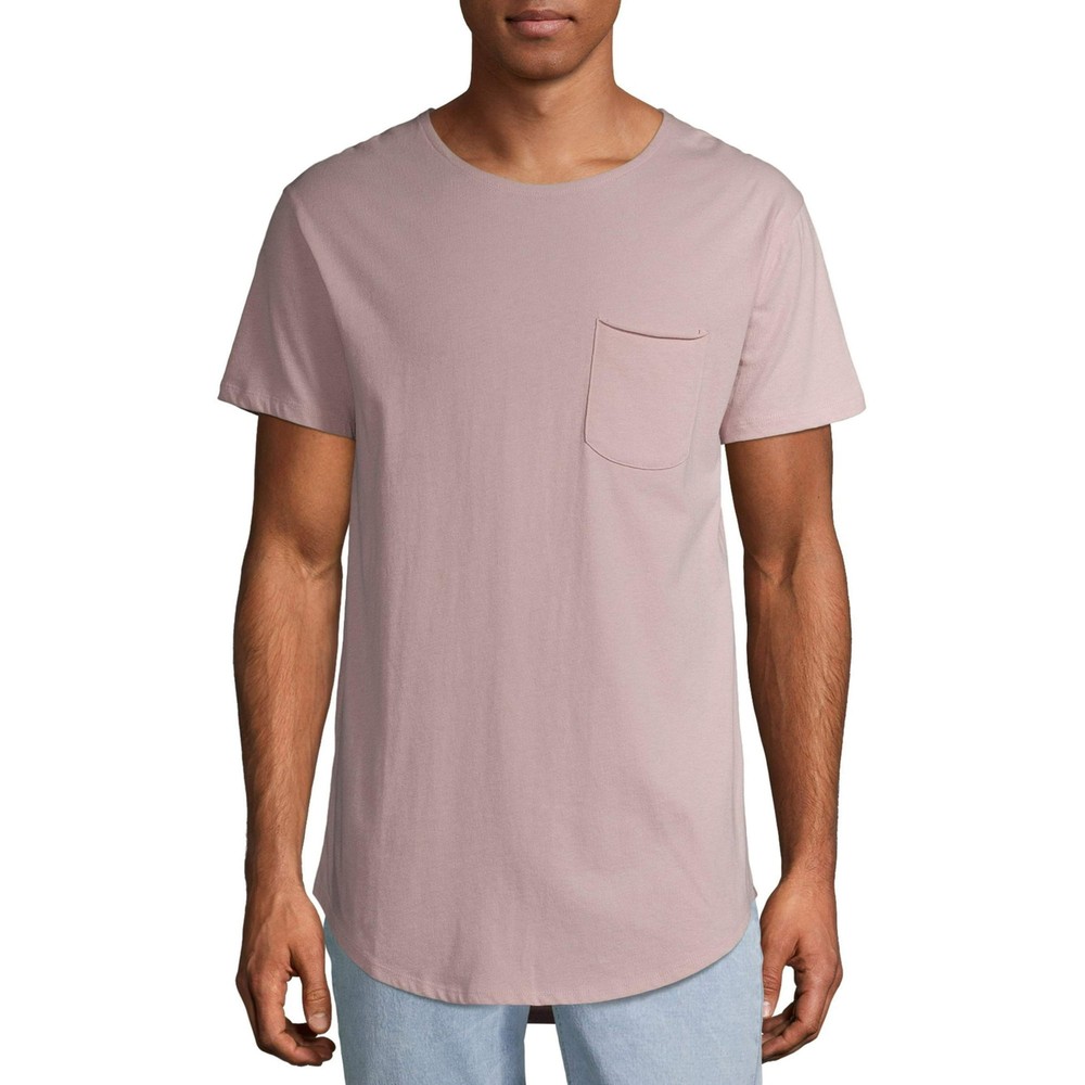 No Boundaries Men’s Short Sleeve Elongated Tee, Size S/CH (34-36) Color Pink