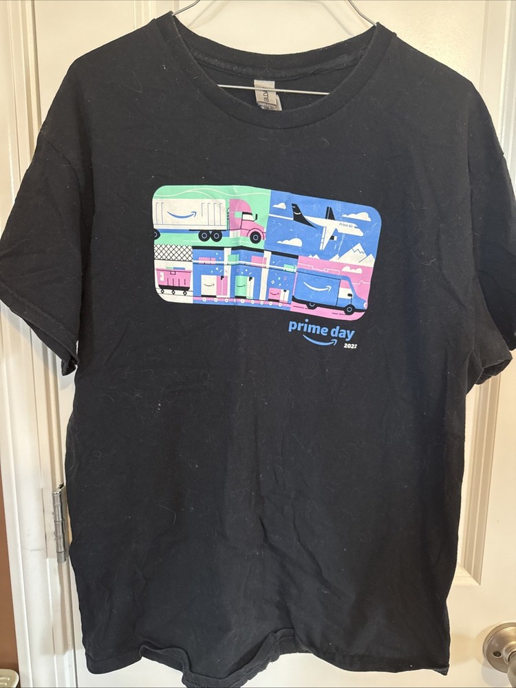 Amazon Prime Day 2022 Black T-Shirt Men’s Large Logo Graphic Tee Event Free Ship