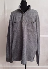 Lucky Brand Henley XL Gray Mock Neck Pullover Long Sleeve Cotton Pockets EUC