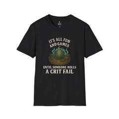 Crit Fail D20 Tee – Funny Grim RPG Shirt for D&D Tabletop Gamers – Crit Fail Tee