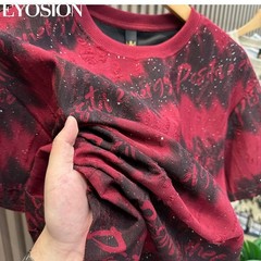 Men Distress Tie Dye Ripped Hole T-Shirt Casual Streetwear Crew Neck Slit Tee