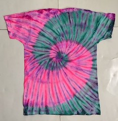*New* 2XL – Sm Handmade Tie Dye, Magenta Turquoise, Crew or V-Neck