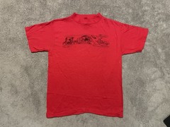 Vintage 80s Ralph Steadman T Shirt Mens L Red USA Single Stitch Gonzo RARE