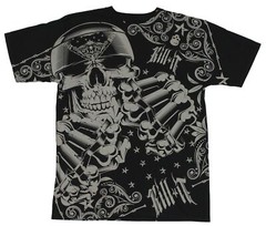 Kill It Brand MMA Adult New T-Shirt – Brass Knuckle Brandishing Skeleton