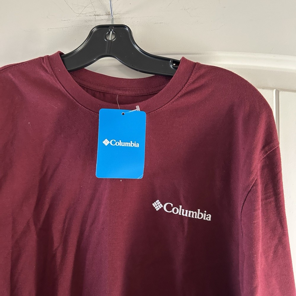Columbia Shirt Mens Size Small Crew Neck Graphic Fishing Hiking Outdoor L/S