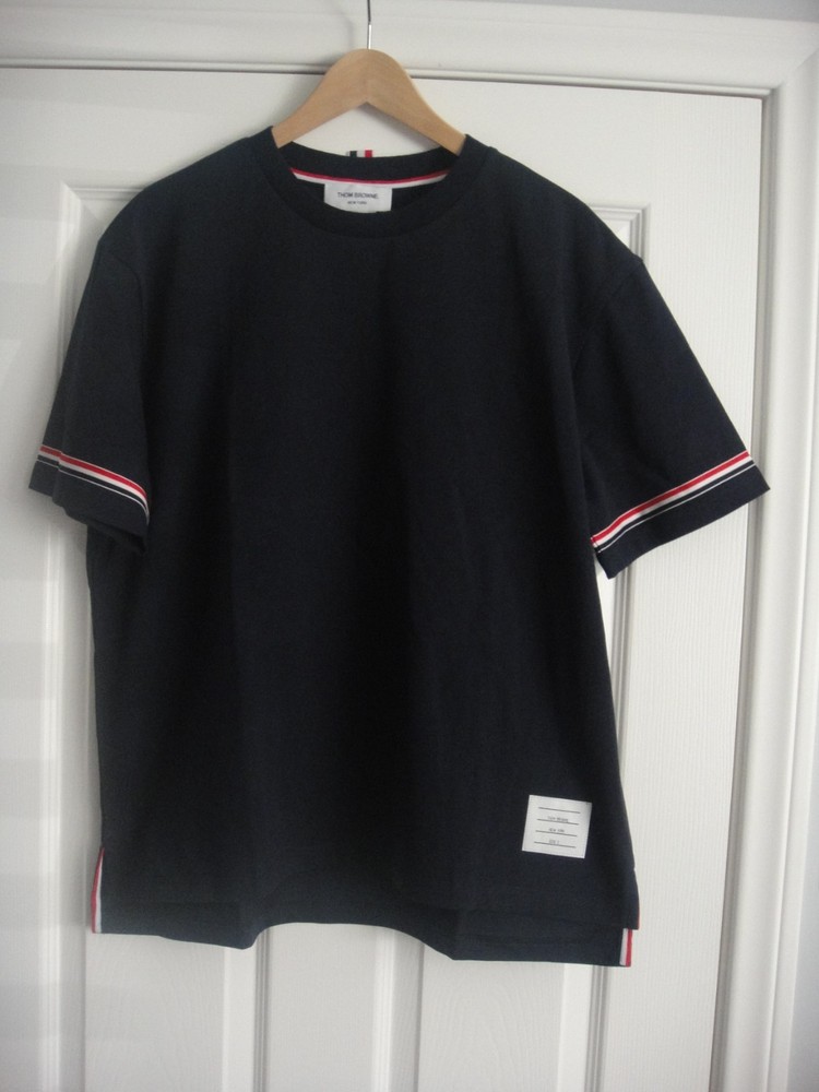 THOM BROWNE Men’s Classic T-Shirt Navy Blue Color TB3 Size Large, NWOT