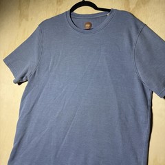 Common People Ribbed Knit T Shirt Large Blue Short Sleeve Casual Minimalist Tee