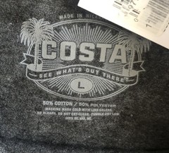 New Costa Del Mar T Shirt Charcoal Gray Short Sleeve Born On The Water Men Large