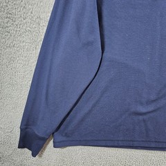 LL Bean Mens XXL Henley Shirt Navy Blue Cotton Waffle Knit Long Sleeve