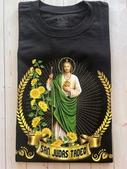 Athletic Works San Judas Tadeo T-Shirt Black Crewneck Unisex San Judas Tadeo