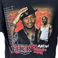 VINTAGE Usher Shirt Featuring Akon Double Sided OMG TOUR 2011 Sz S Concert Shirt