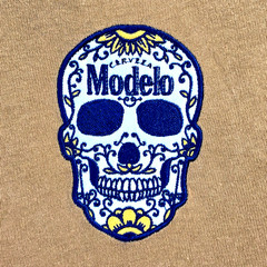 Lucky Brand Modelo Beer Shirt Mens XL Orange Cerveza Mexican Skull Calavera NWT