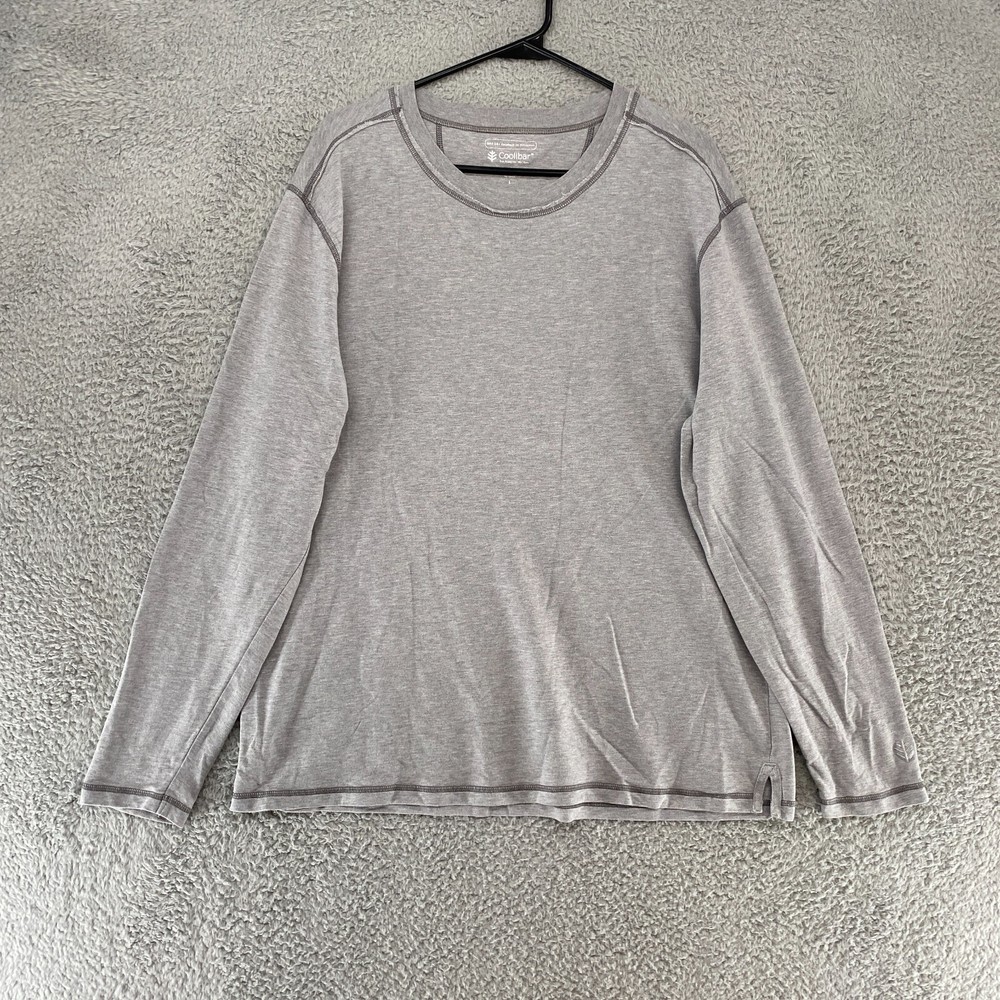 Coolibar Long Sleeve Shirt Mens Large Bamboo UPF 50 Gray Stretch Everyday