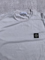 Stone Island Mens Medium M Off White Chalk T-Shirt Left Chest Badge Logo Top