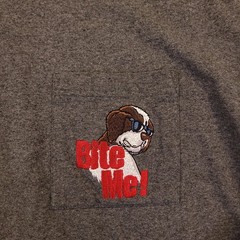 Bif Dogs Bite Me Long Sleeve T Shirt Mens Small Gray Cotton Poly Rayon Crew