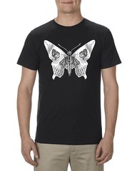 Butterfly skull shirt, mens black, premium design tee tshirt