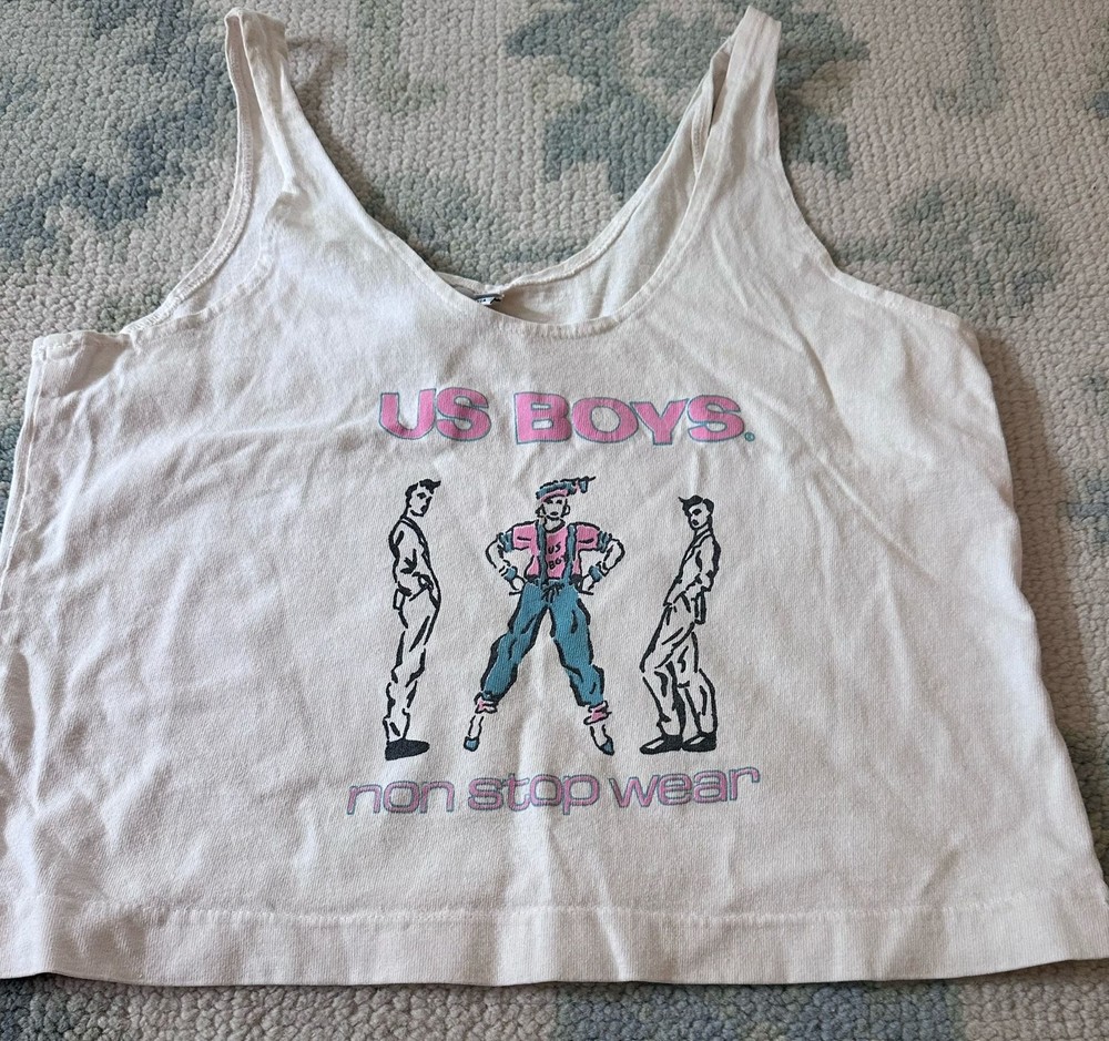 Vintage US Boys Shirt White 1992 All Over Print America Flag Size Small