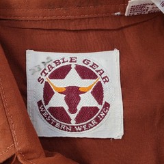 Vintage Stable Gear Western Pearl Snap Shirt L Rust Brown Cowboy Long Sleeve