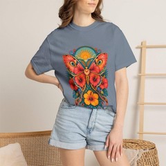 Psychedelic Hibiscus Moth Graphic Tee