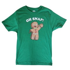 Holiday Time Oh Snap Gingerbread Man Graphic T-Shirt Christmas Tee Green