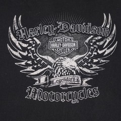 Harley-Davidson Shirt Mens XL Black Eagle Double Sided Made in USA Shanghai