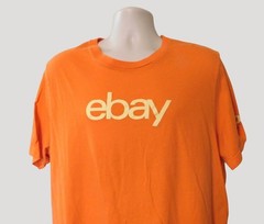 Ebay Logo T-Shirt Mens 2XL Orange Short Sleeve 100% Cotton Casual Tee