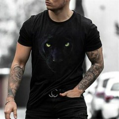 Camiseta Para Hombre Moda Pantera Negro Manga Corta Camisas Ajuste clásico Suave