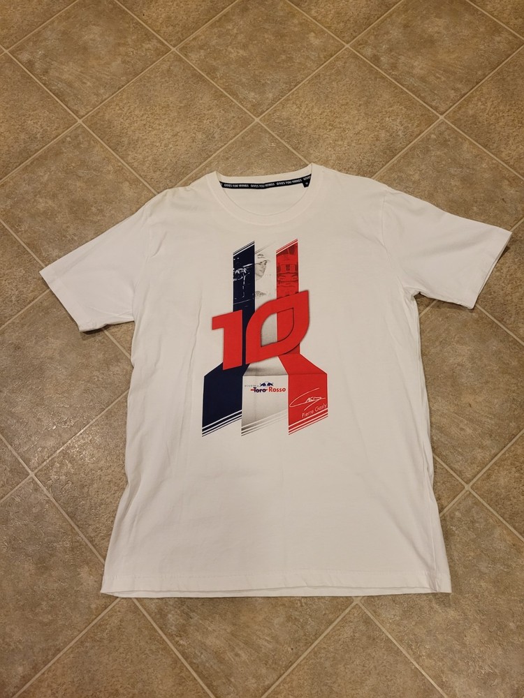 Pierre Gasly #10 Formula 1 Toro Rosso White Short Sleeve Shirt For Men Size M