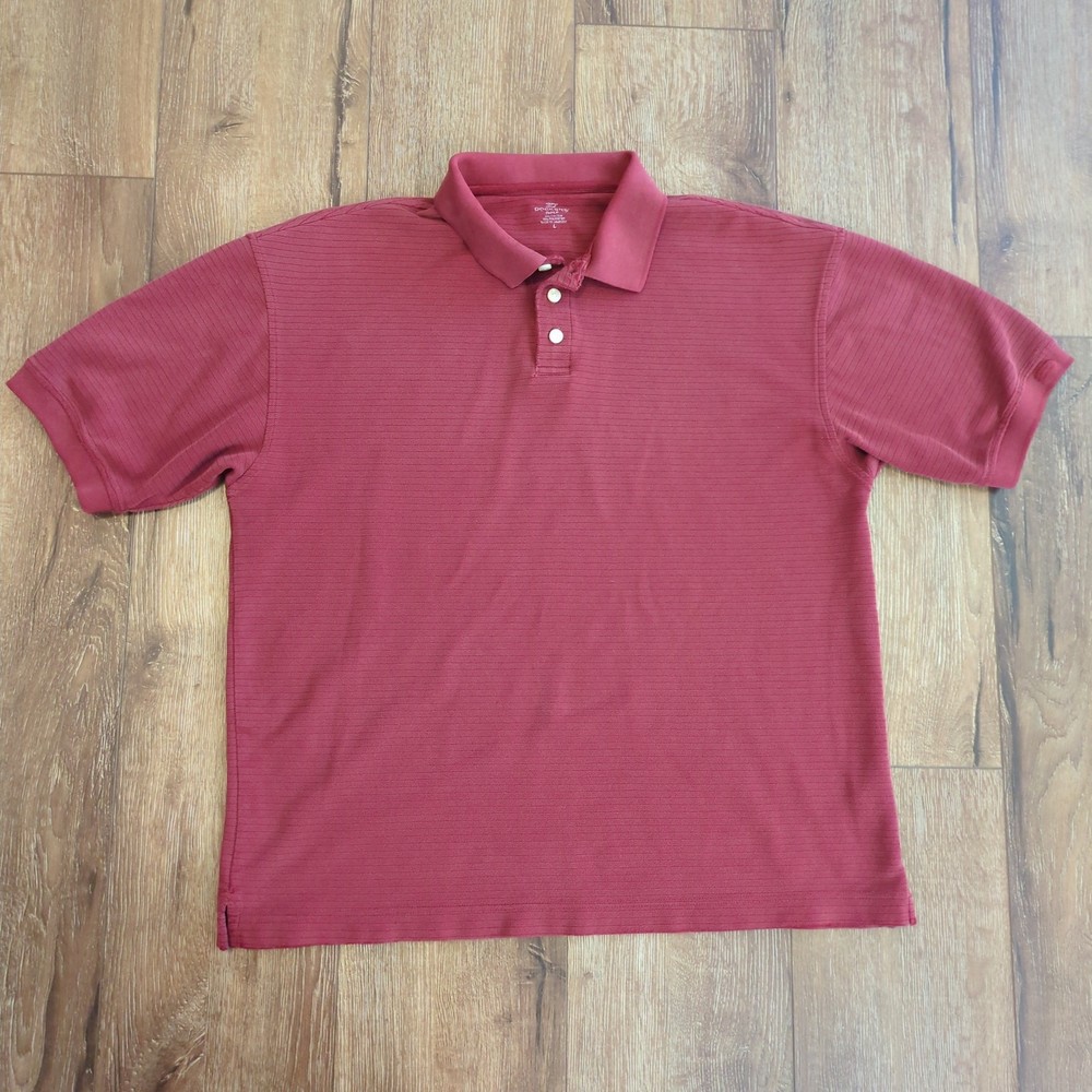 Dockers Men’s Large Polo Shirt Golf Tennis Retro Grandpa Striped Textured Red