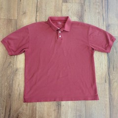 Dockers Men’s Large Polo Shirt Golf Tennis Retro Grandpa Striped Textured Red