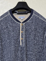 J.Crew Wallace & Barnes Blue Marled French Terry Henley Shirt Medium
