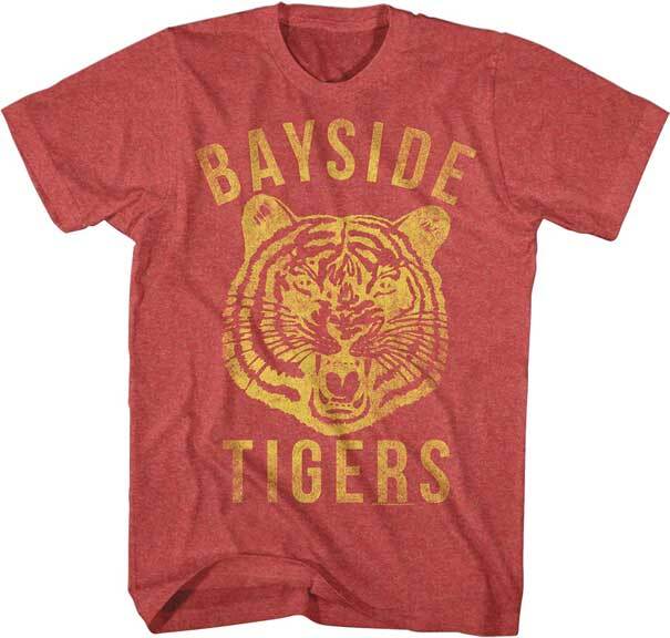 Saved By The Bell Bayside Tigers Big Distressed Yellow Logo Men’s T Shirt
