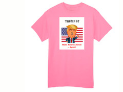 Funny Cartoon Donald Trump 47 T-shirt (with hair in option)