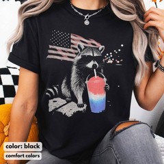 4th of July Raccoon Shirt Funny Patriotic Slushie America 250 Tee