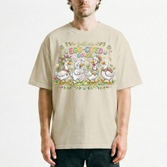 Egg Cited Goose Easter Duck Floral T-Shirt Spring Holiday Cute Animal Tee