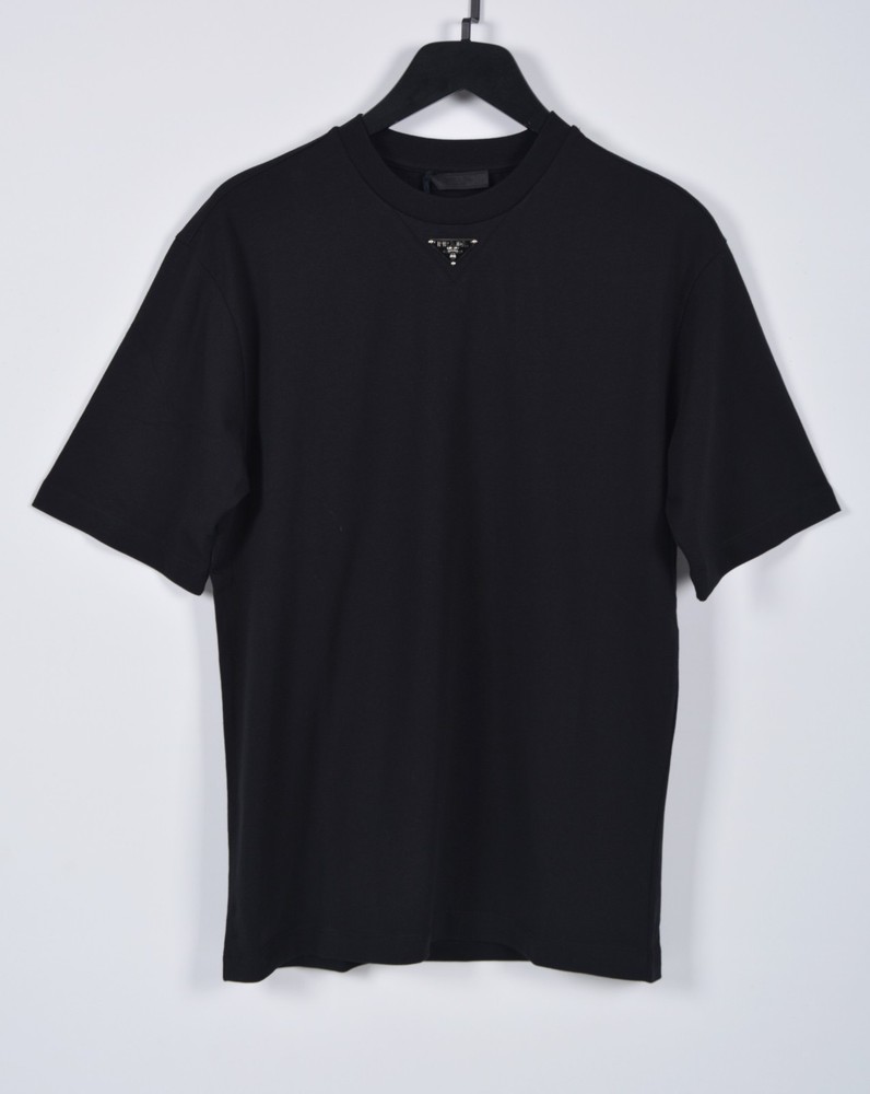 Men’s Prada Black Cotton T-Shirt M | Minimal Metal Detail