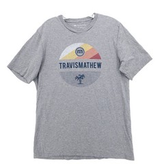 TRAVIS MATHEW Graphic 100% Pima Cotton Crewneck T-Shirt Heather Gray Mens MEDIUM