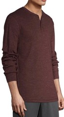 GEORGE Men’s L (42-44) Long Sleeve Thermal Henley Shirt Top • Red/ Maroon
