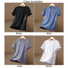 Mens Ice Silk T Shirt with Short Sleeves Ideal for Sports and Casual Wear