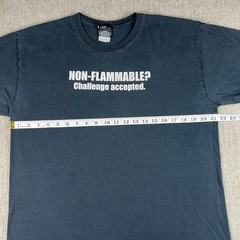 Vintage Y2K Quote T Shirt Mens Large Faded Black Grunge Think Geek Non-Flammable