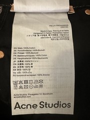 Acne Studios Black Denim Wide Leg Jeans Button Fly High Rise Excellent