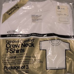 VINTAGE VTG SEARS GOLDEN COMFORT PLAIN WHITE T SHIRT Sz Small 34/36 Cotton Poly