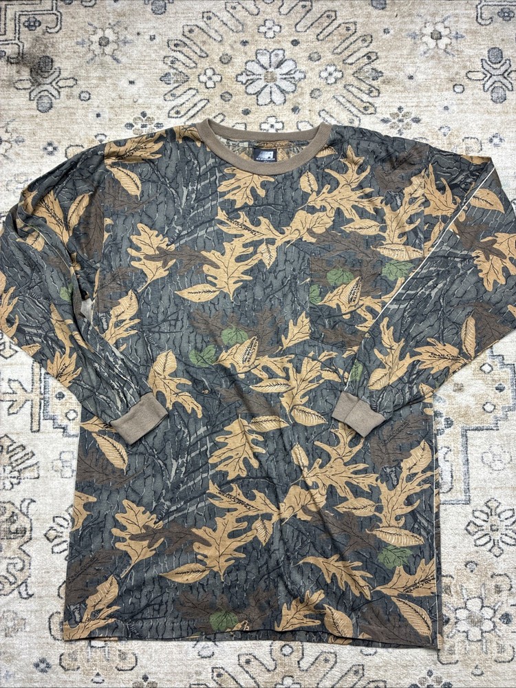 Vintage Ace Sportswear Camo Shirt Men’s L Green Camouflage Long Sleeve 90s