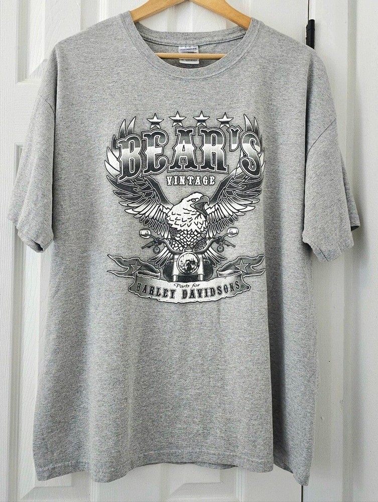Men’s Bear’s Vintage Gray Eagle Graphic T-Shirt XL Biker Moto