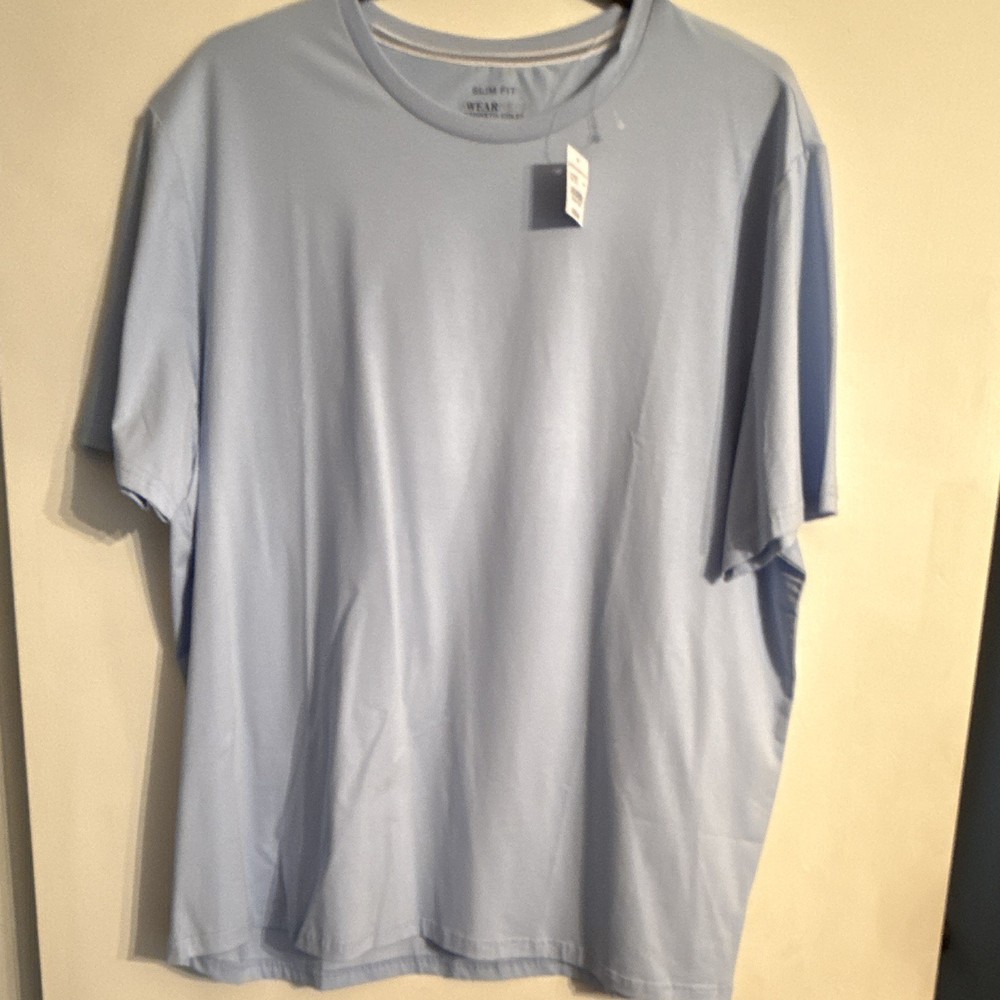 Wearness Kenneth Cole Essentials Slim Fit Blue Short Sleeve Crew Neck Tee XXL