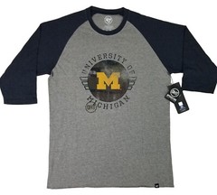 ’47 Brand MICHIGAN WOLVERINES Operation Hat Trick Raglan 3/4 T-Shirt Adult M NWT