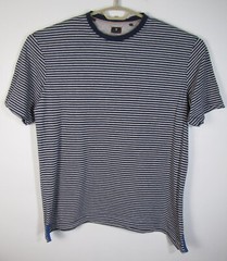 Left Coast Tee Men’s XL Blue & Grey Striped Cotton Short Sleeve Crew Neck
