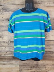 Limited Tshirt Men Blue Green Yellow Purple Striped Large Chest 48″ Length 25.5″