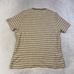 Common People Mens Striped T-Shirt Large Short Sleeve Casual Beige White